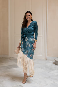 Vestido midi lolita com franjas