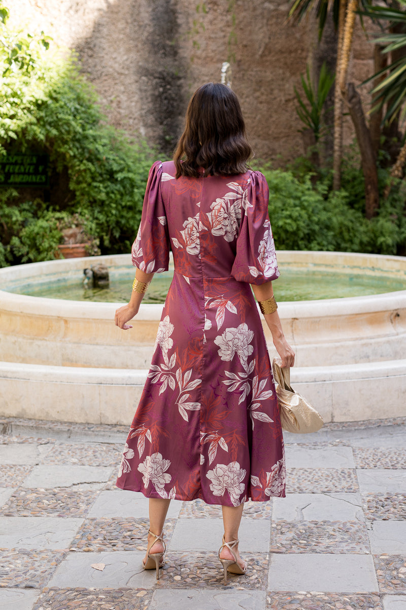 Vestido midi Lola Bordeaux