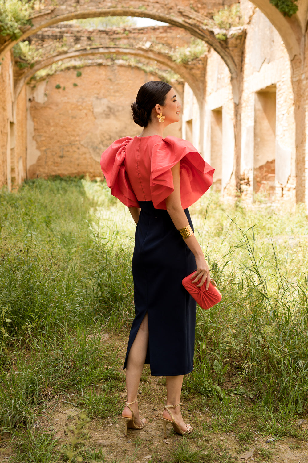 Vestido midi Lola Bordeaux