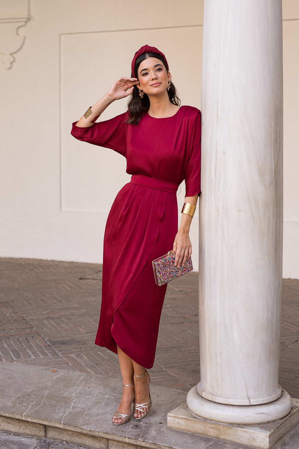 Vestido midi Lola Burdeos