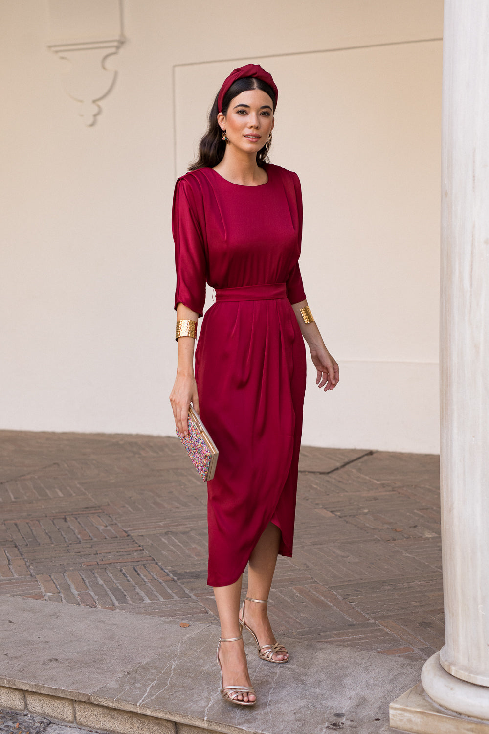 Vestido midi Lola Bordeaux