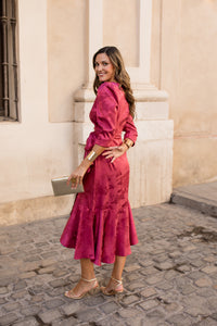 Vestido midi Lola Bordeaux