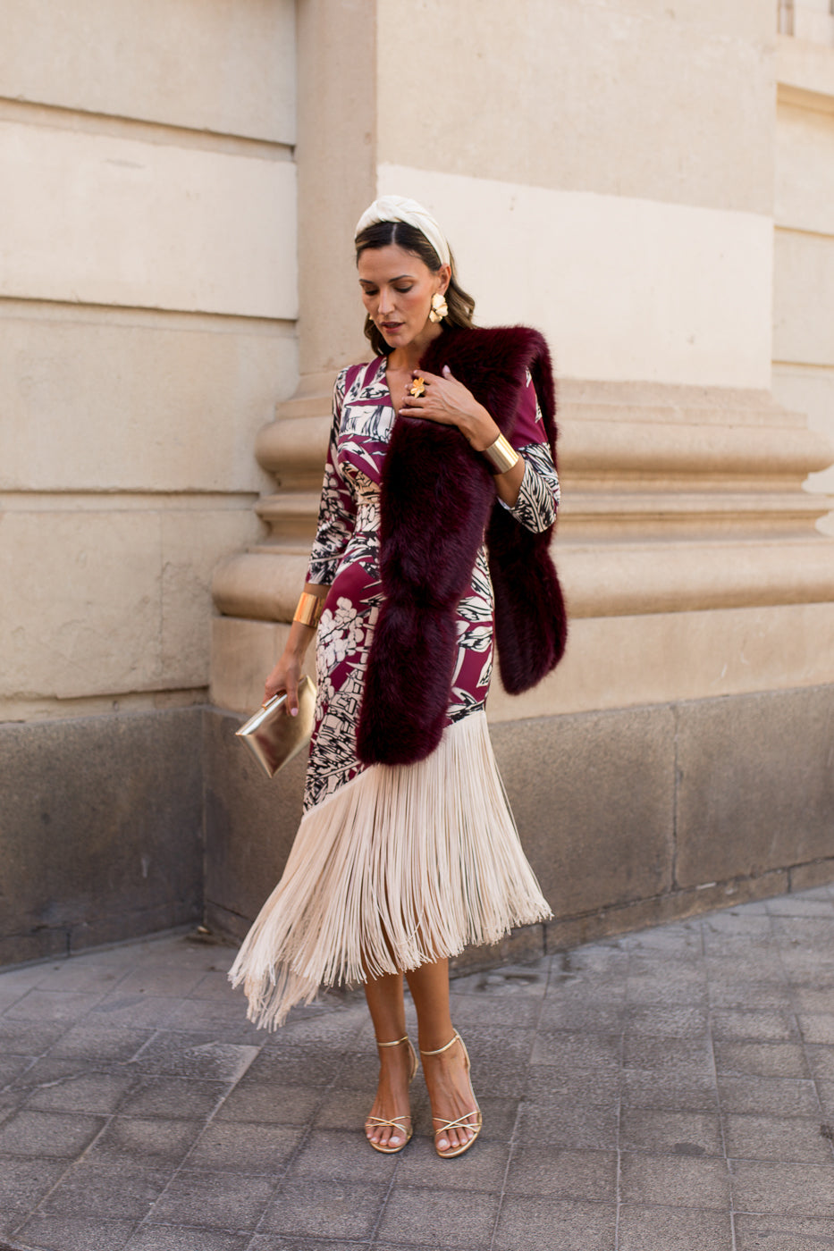 Vestido midi lolita com franjas