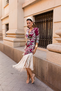 Vestido midi lolita com franjas