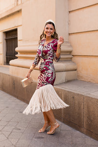 Vestido midi lolita com franjas