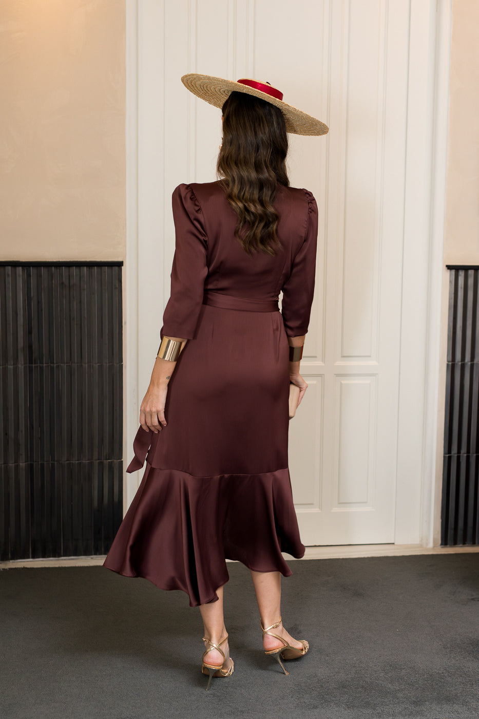 Vestido midi Lola Bordeaux