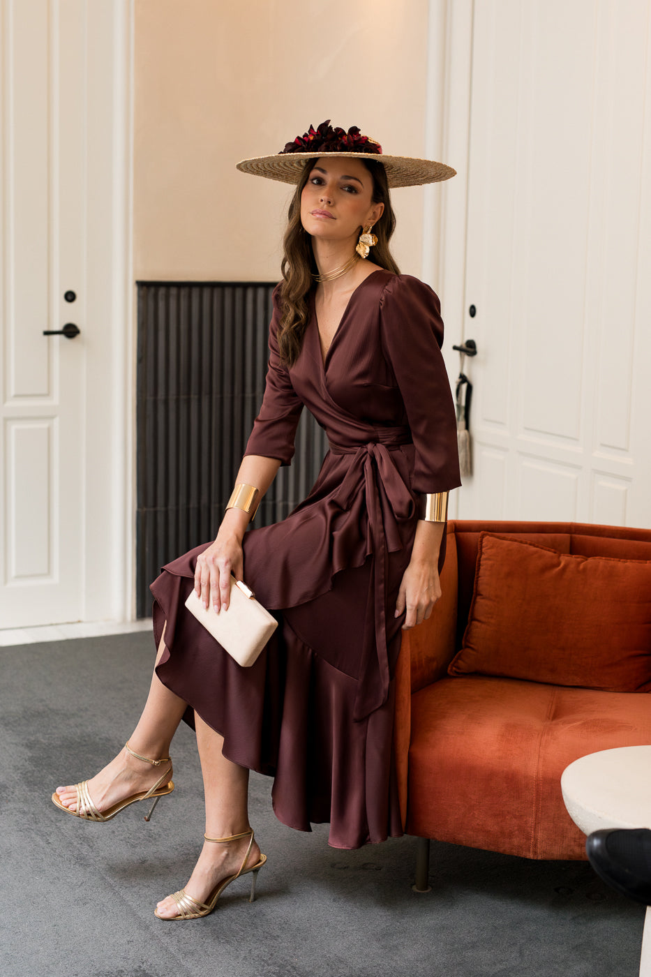 Vestido midi Lola Bordeaux