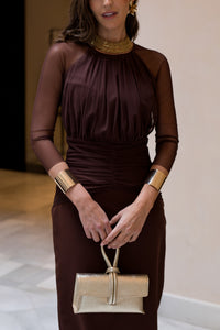 Novo vestido midi drapeado turquesa