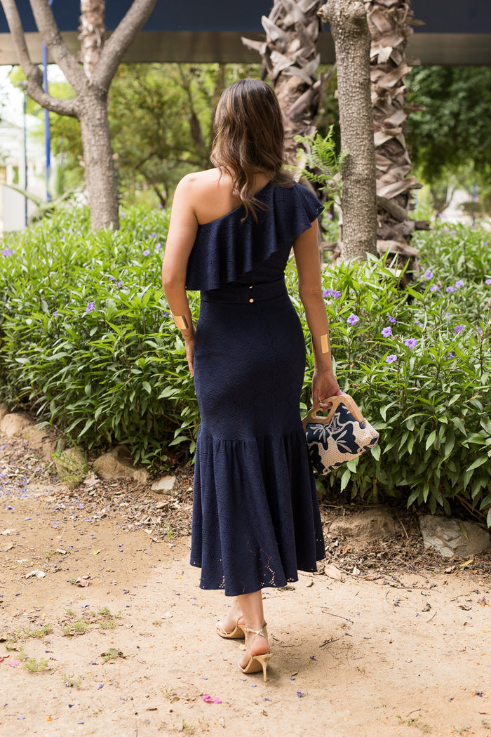 Novo vestido midi drapeado turquesa