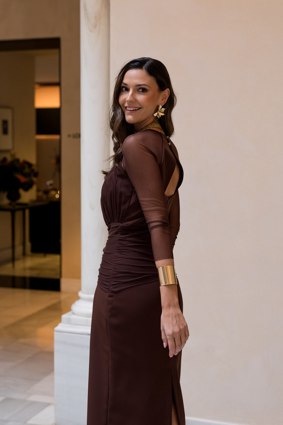 Novo vestido midi drapeado turquesa