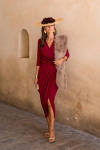 Vestido midi assimétrico Petúnia buganvílias