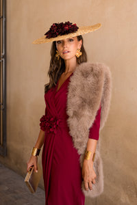Vestido midi assimétrico Petúnia buganvílias