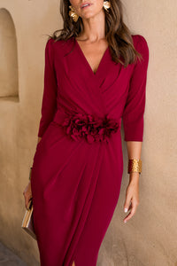 Vestido midi assimétrico Petúnia buganvílias