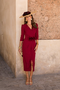 Vestido midi assimétrico Petúnia buganvílias
