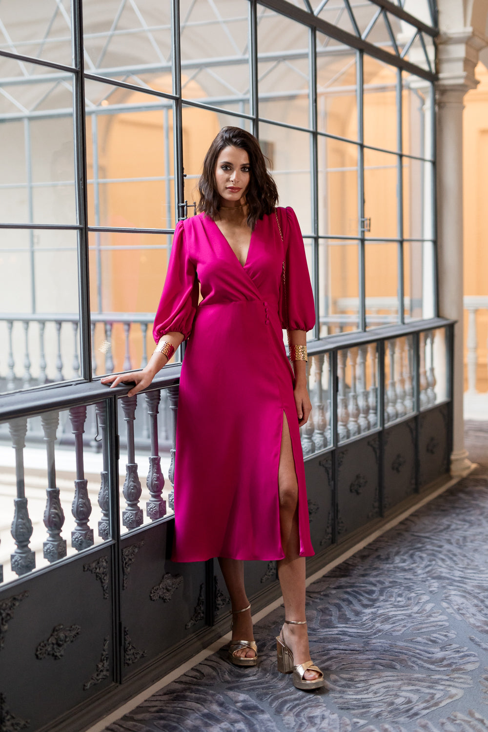 Vestido midi Lola Bordeaux