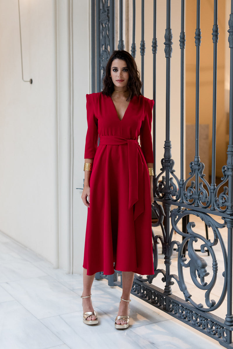 Vestido midi Lola Bordeaux