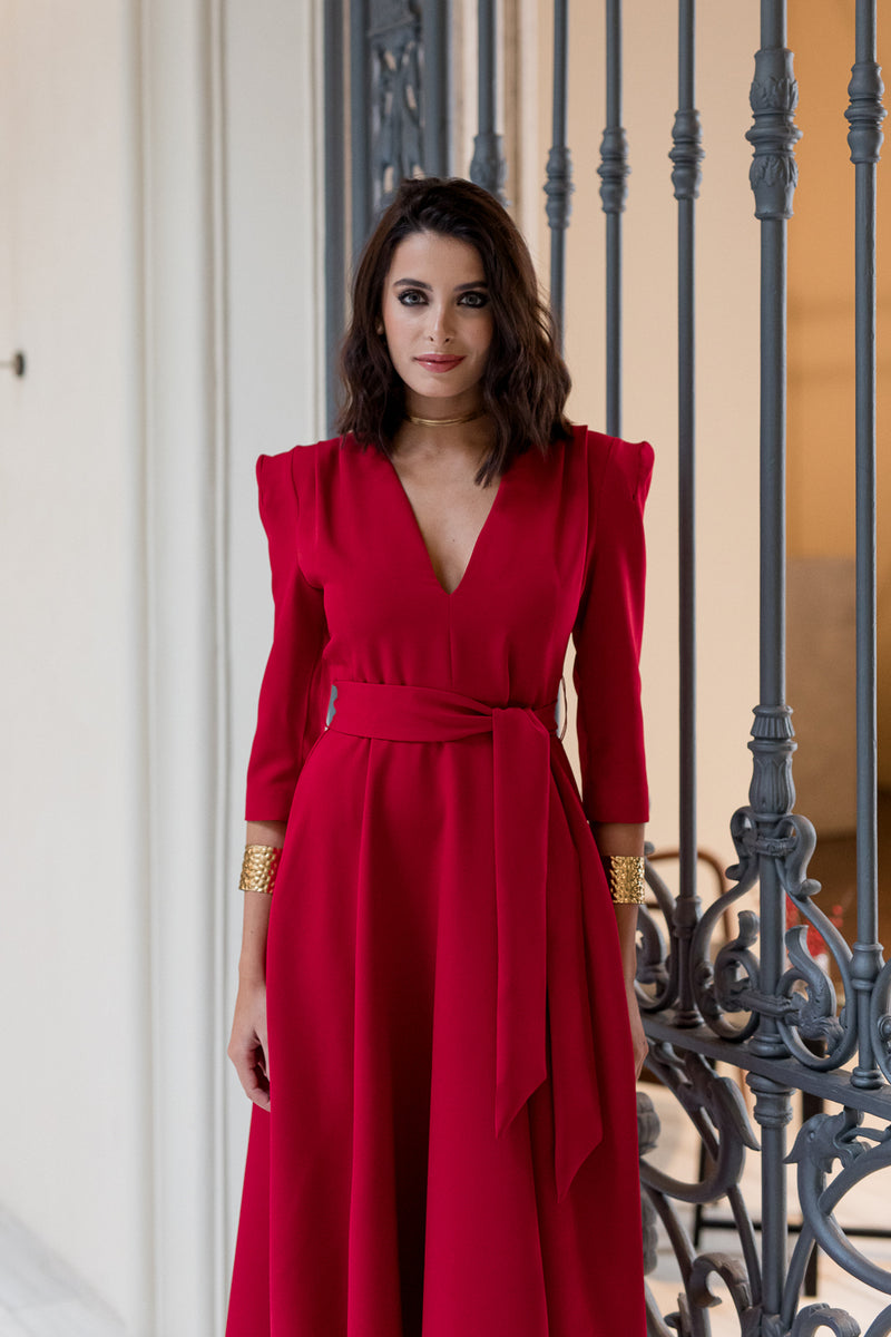 Vestido midi Lola Bordeaux