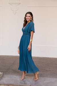 Vestido midi Amada azul petróleo