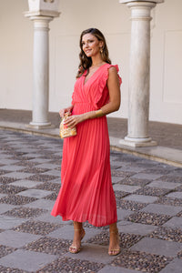 Vestido midi coral