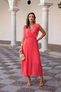 Vestido midi coral