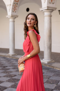 Vestido midi coral