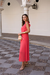 Vestido midi coral