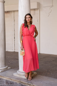 Vestido midi coral