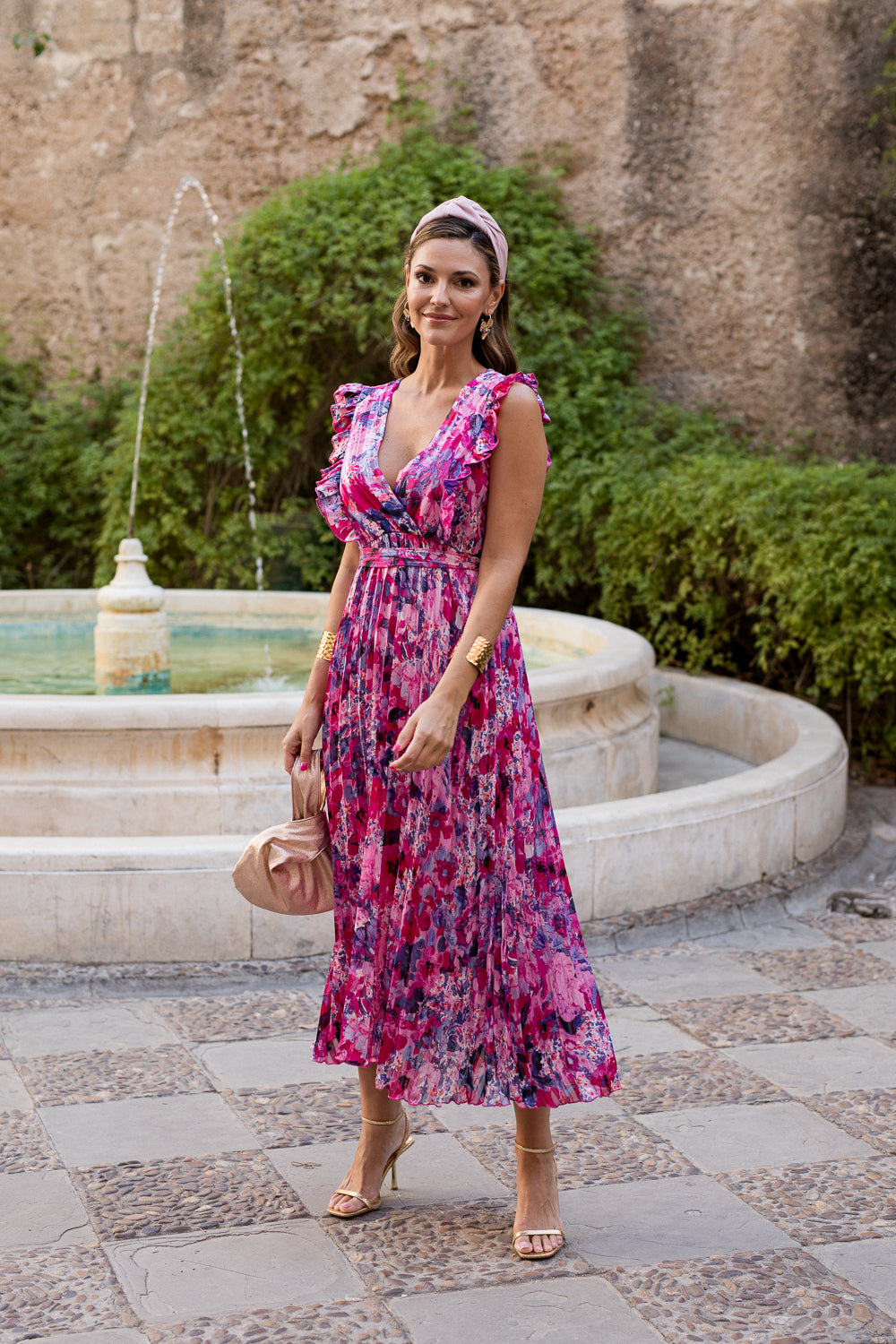 Vestido midi estampado floral