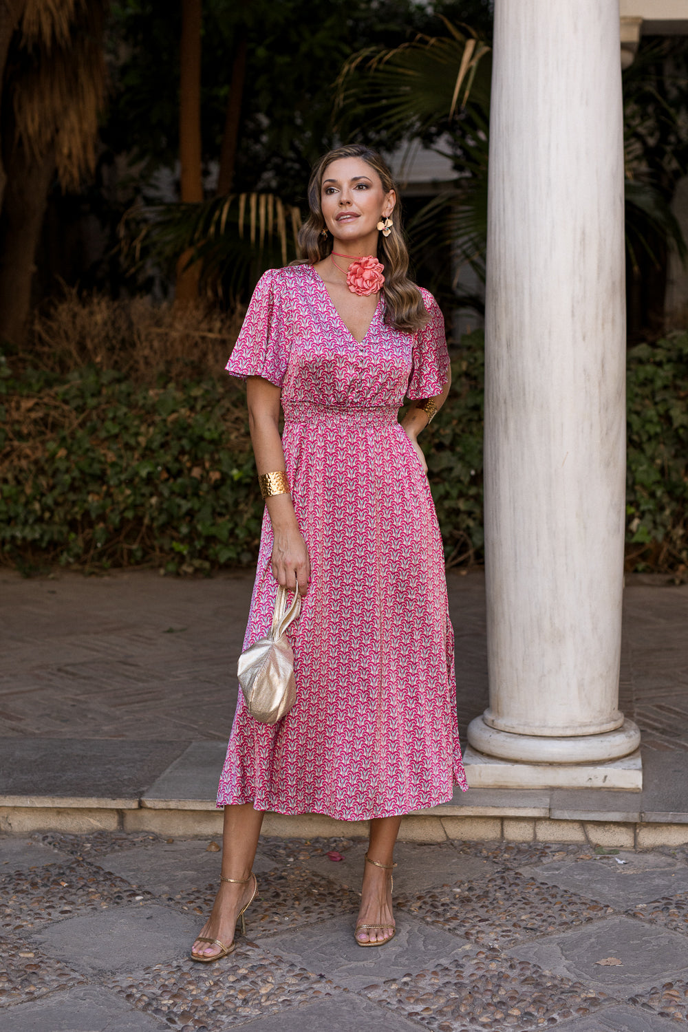 Vestido midi rosa Mabel