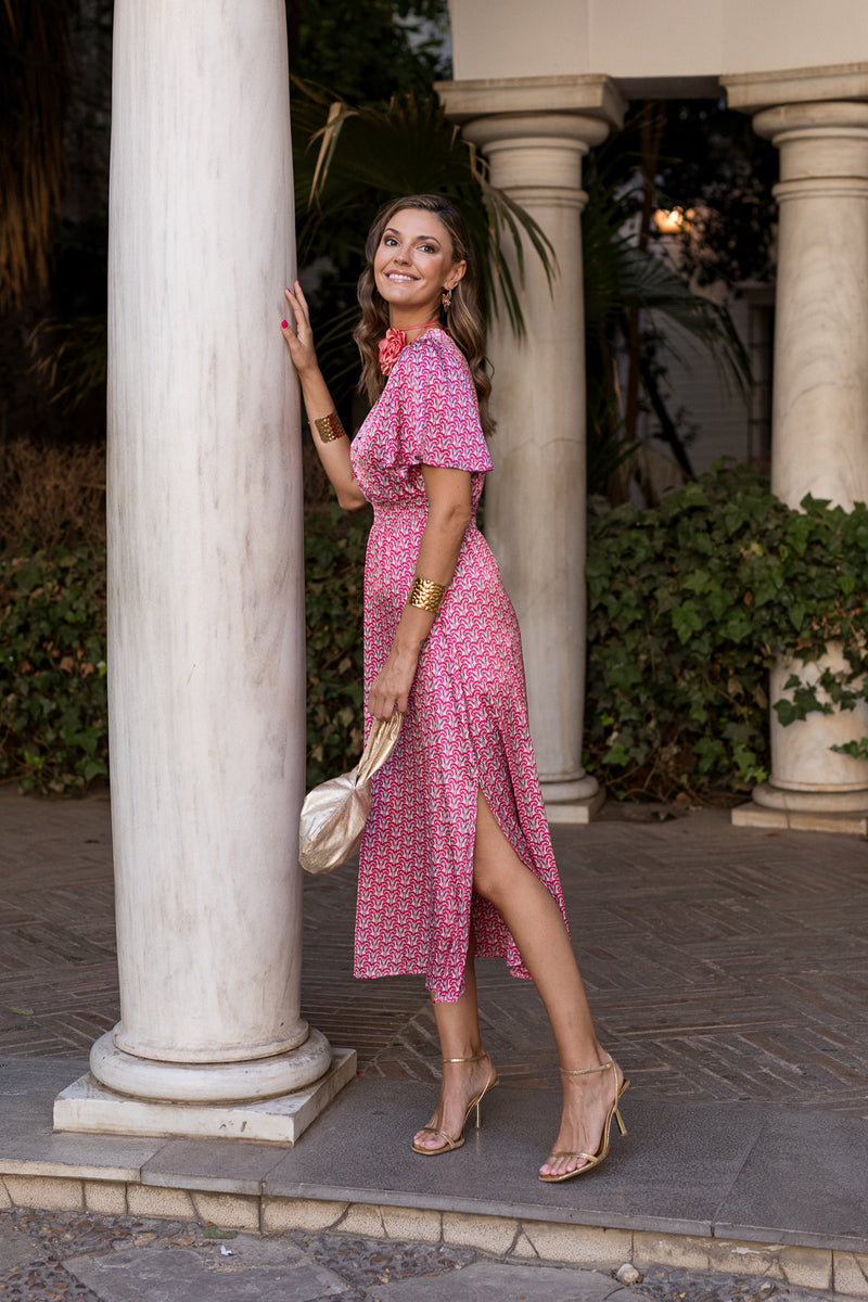 Vestido midi Mabel rosa