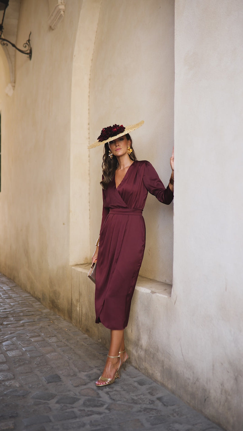 Vestido midi Lola Bordeaux