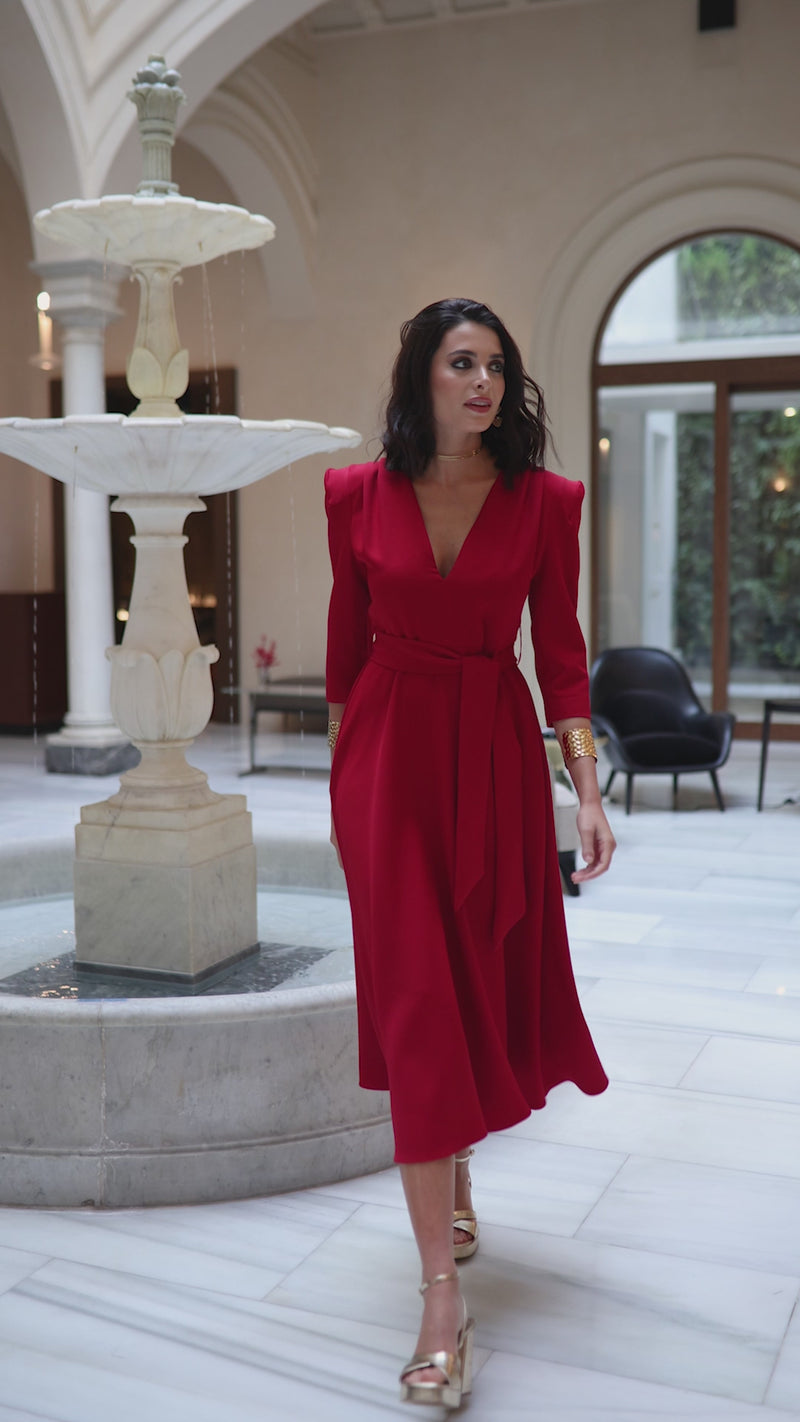 Vestido midi Lola Bordeaux