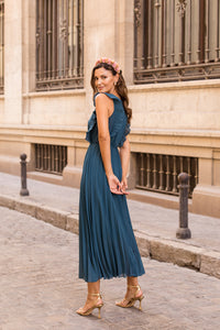 Vestido midi azul oceano